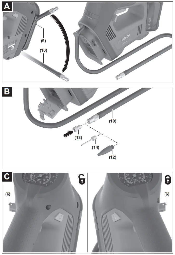BOSCH Universal Pump 18V Cordless Tyre Pump - parts 2