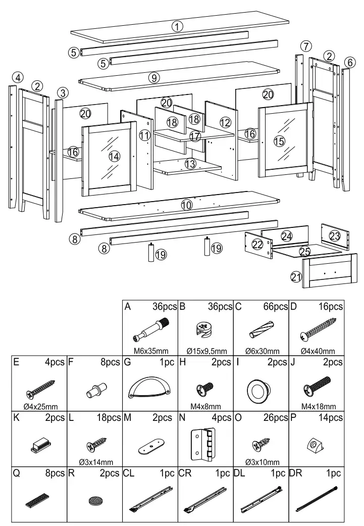 ModernLuxe WF297880 51 2 Inch Multifunctional Large storage capacity Cabinet Morden Console Table - Figer 2