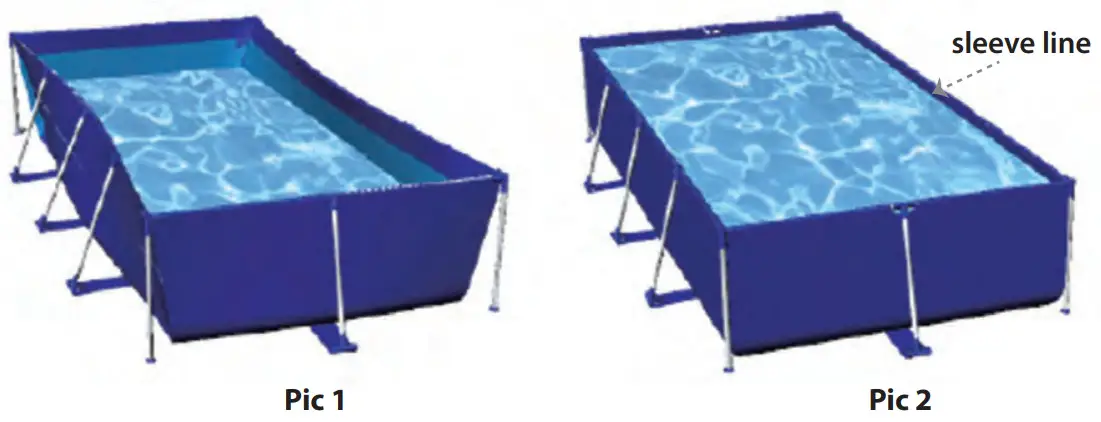 SereneLife SLPLRCT24 Rectangular Metal Frame Pool Set - sleeve line