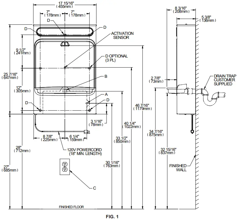 Halsey-Taylor-HTHB-WF-HydroBoost-Surface-Mount-Bottle-Filling-Station-fig 1