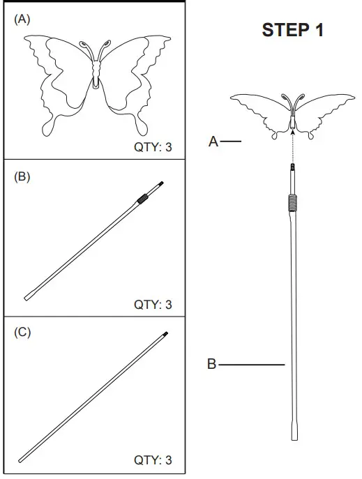 glitzhome 2023000018 Metal Butterfly Pick -PARTS LIST