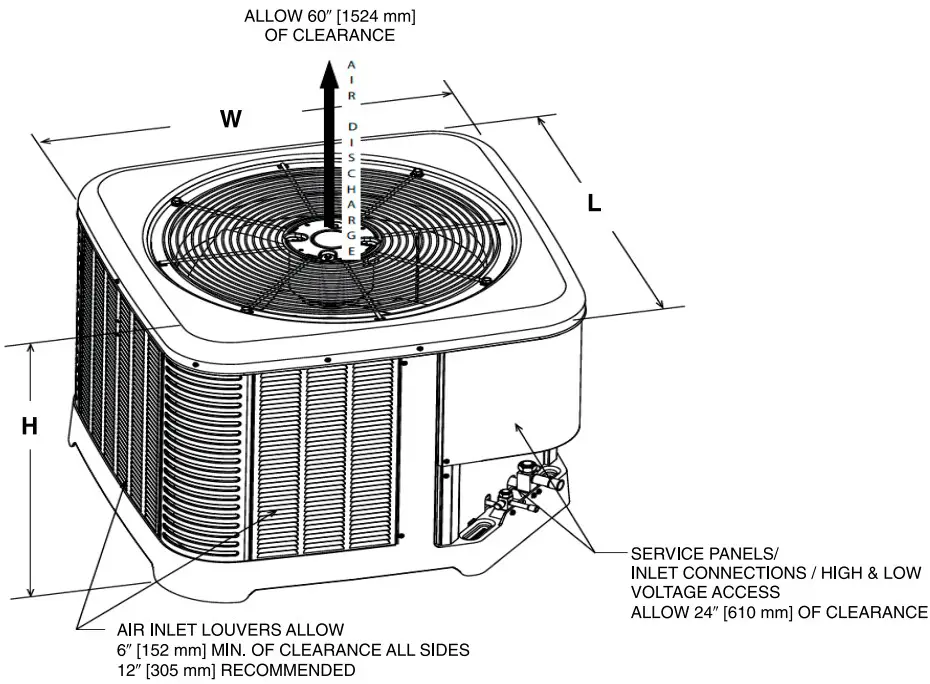 Rheem RP15AZ42AJ2NA Heat Pump System - Unit Dimensions