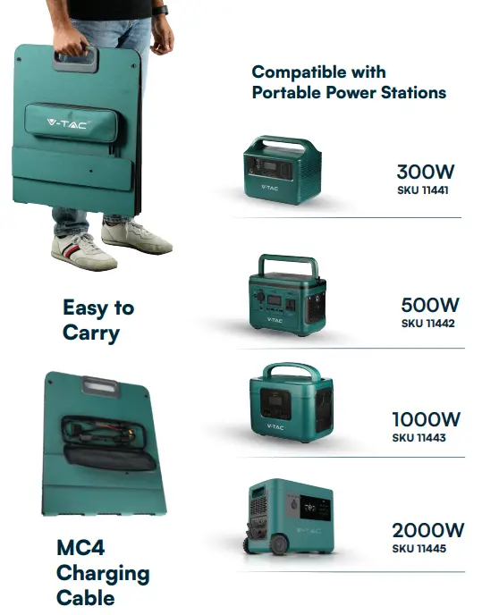 V TAC VT 10241 120x2W Folding Solar Panels - Power Stations