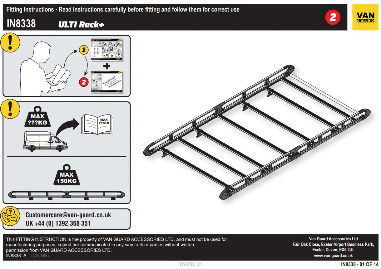 VAN GUARD IN8338 Ulti Rack plus Instruction Manual