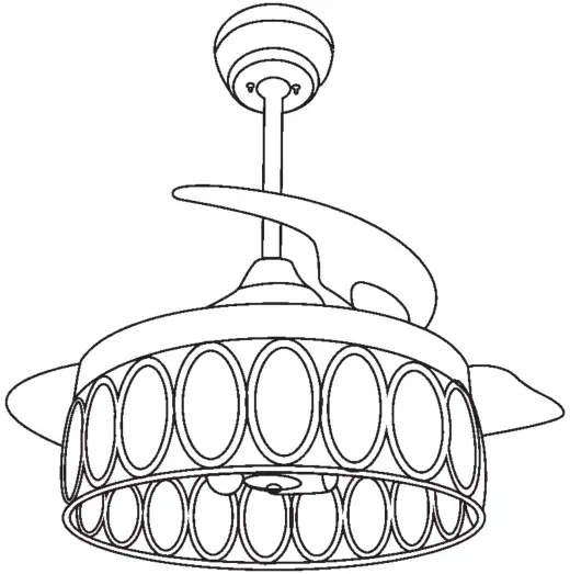 Breezary 24004 CH Ballet 36 Inch Indoor Chrome Crystal Retractable Ceiling Fan