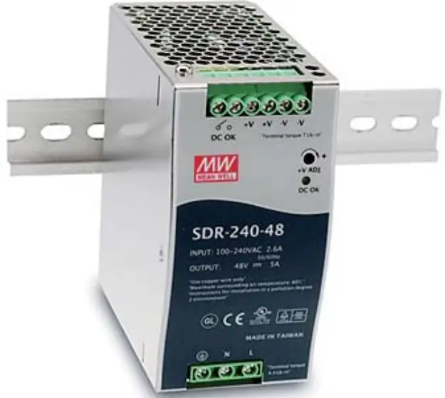 MW SDR-240 Series 240W Single Output Industrial DIN RAIL with PFC Function