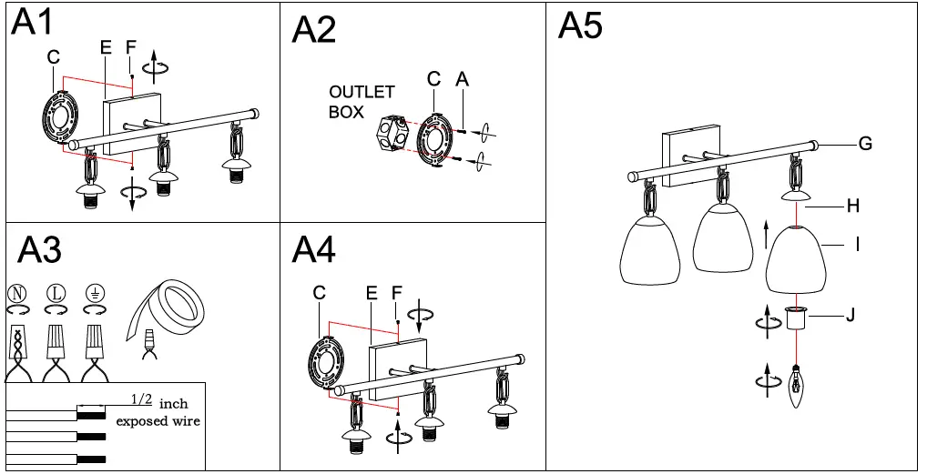LNC A04970W3 21.7-in 3 Light Polished Gold LED Modern Contemporary Vanity Light 4