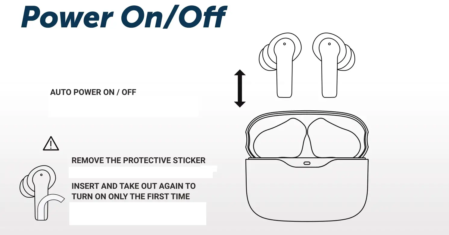 TOZO NC2 ANC Noise Cancelling Headphones - Power on off
