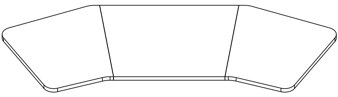 V I V O DESK-TOP3B Black 71 x 24 Wing Shaped Table Top