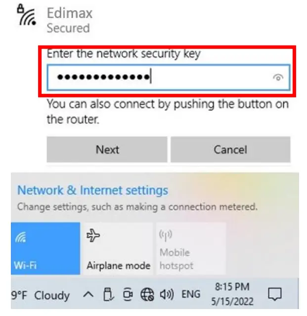 EDiMAX EW 7611UCB Dual Band WiFi and Bluetooth USB Adapter - password 2