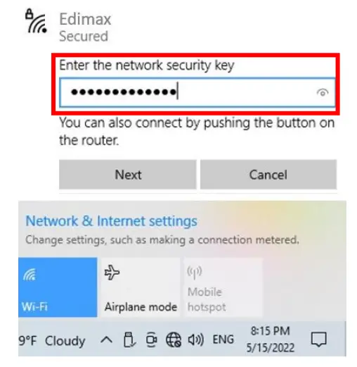 EDiMAX EW 7611UCB Dual Band WiFi and Bluetooth USB Adapter - password 3