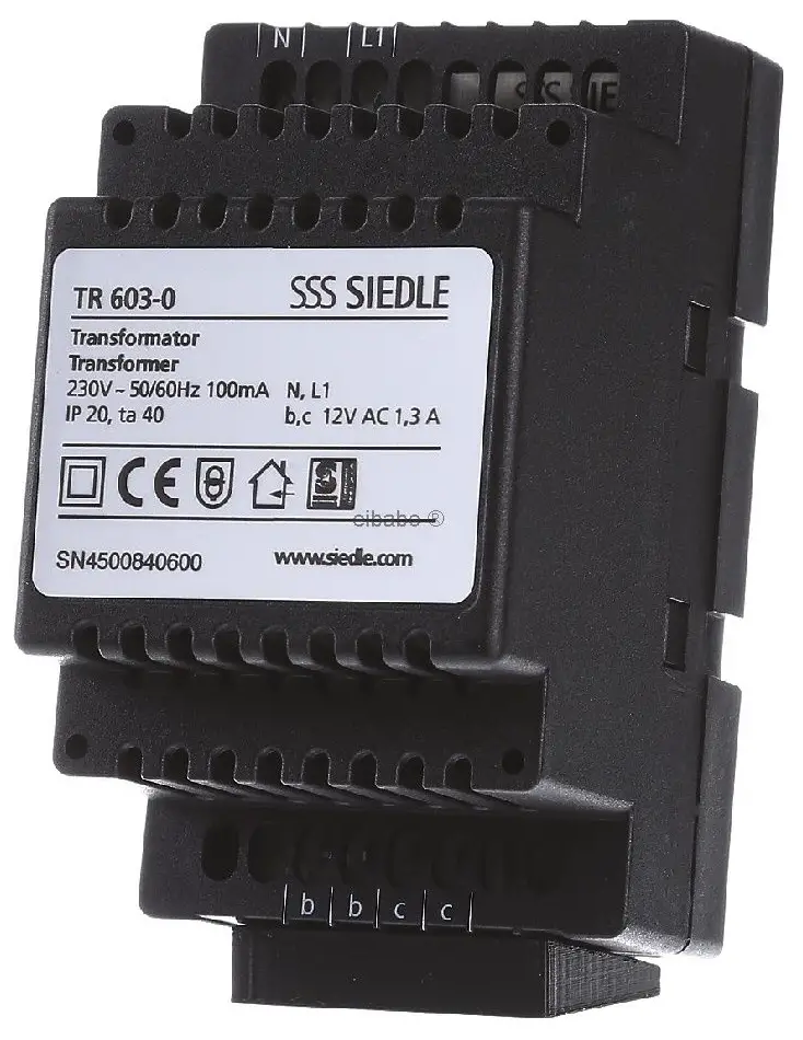 SIEDLE TR 603 Transformer Power Supply Installation Guide