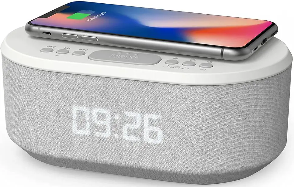 i-box 79236PI-17 Bedside Alarm Clock with Wireless Charging-product