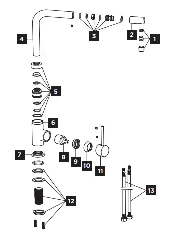 concept BDC4527 Sink Faucet with Spray - individual parts 1