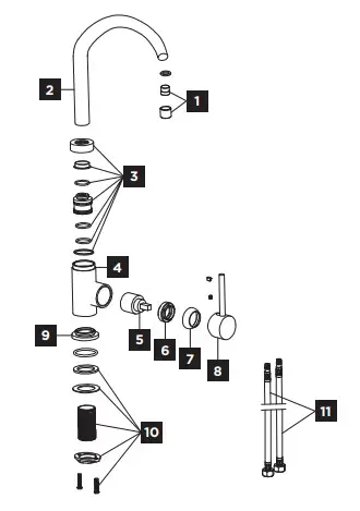 concept BDC4527 Sink Faucet with Spray - individual parts 2