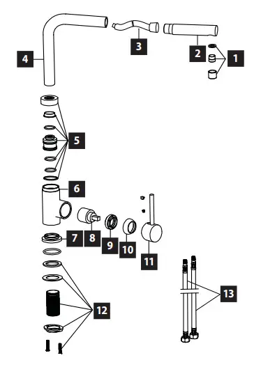 concept BDC4527 Sink Faucet with Spray - individual parts 4
