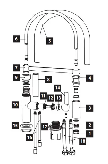 concept BDC4527 Sink Faucet with Spray - individual parts 5