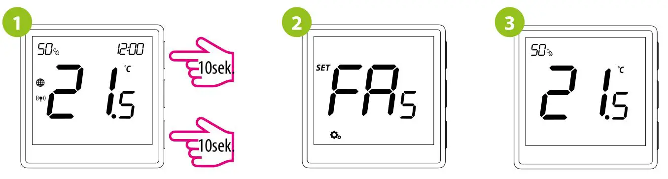 ENGO CONTROLS EONEBATW, EONEBATB Internet Controlled Thermostat - Factory reset