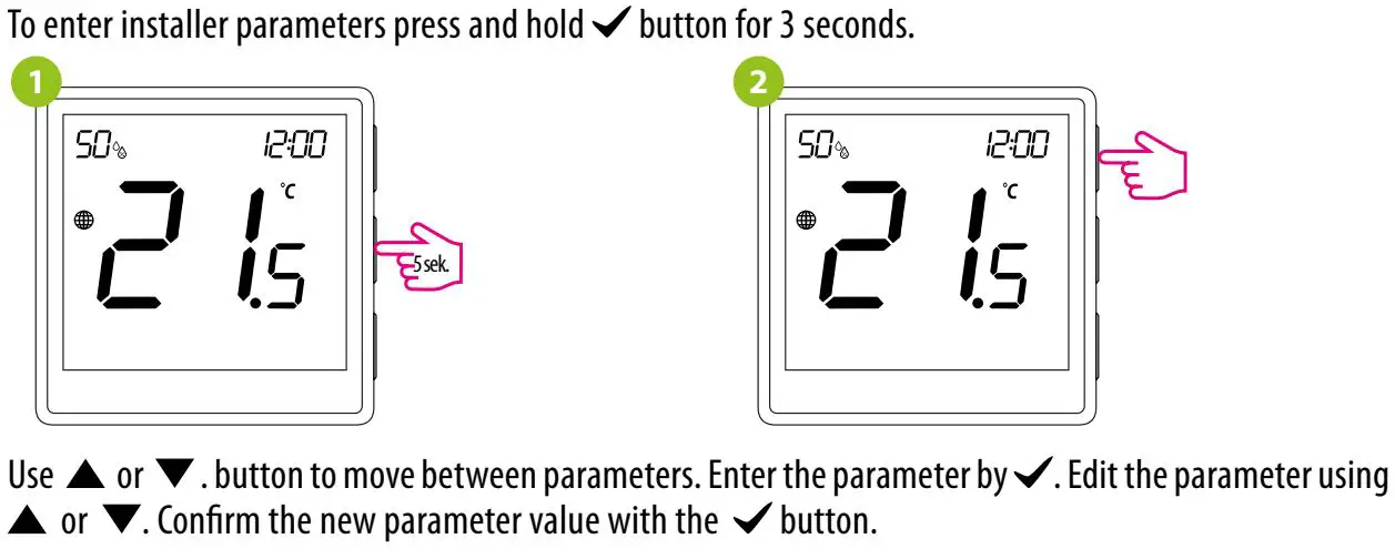 ENGO CONTROLS EONEBATW, EONEBATB Internet Controlled Thermostat - Installer settings