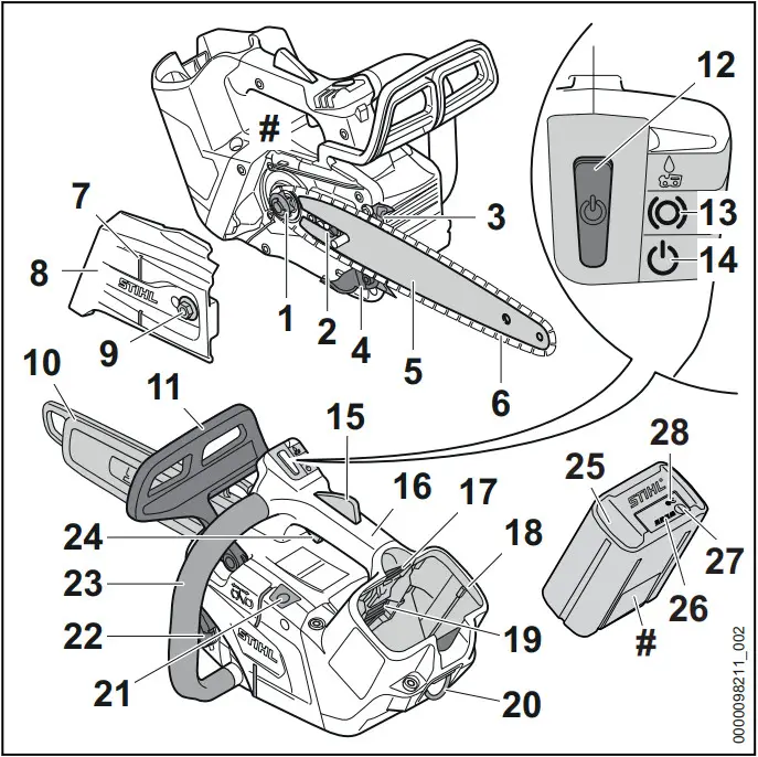 STIHL MSA 220 TC O Handled Battery Chainsaw - Chainsaw and Battery