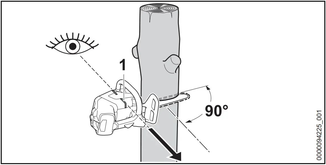 STIHL MSA 220 TC O Handled Battery Chainsaw - felling notch