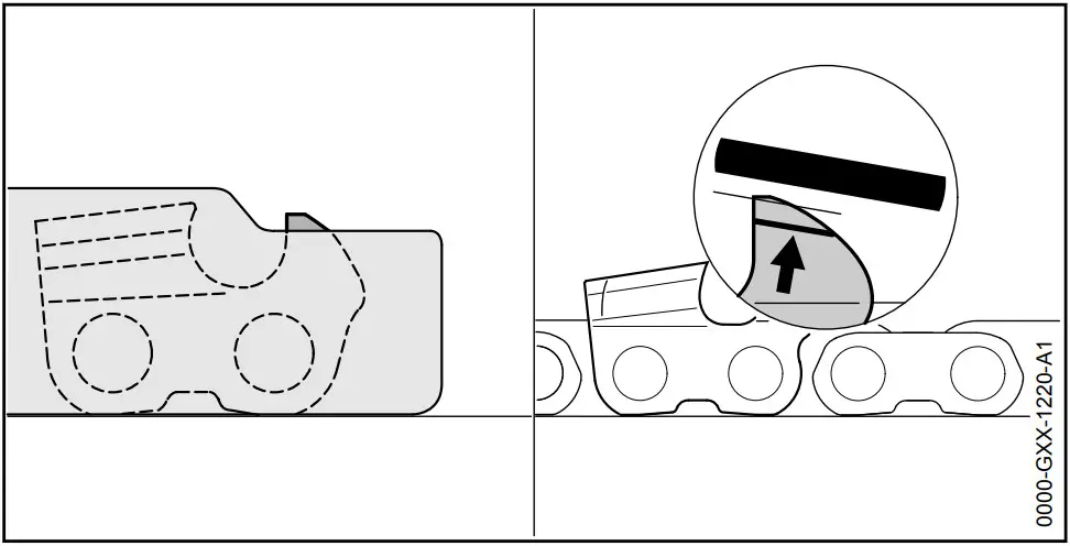 STIHL MSA 220 TC O Handled Battery Chainsaw - filing angle