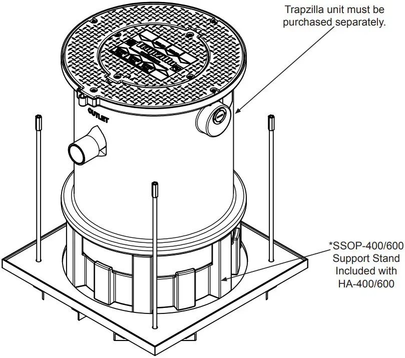 Trapzilla TZ 525 Grease Interceptor - Hanging Installation