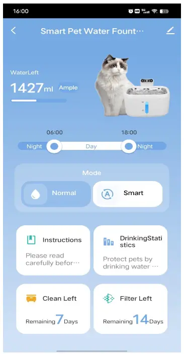 EEZEPC OC-10TM01 Smart Pet Water Fountain - APP display