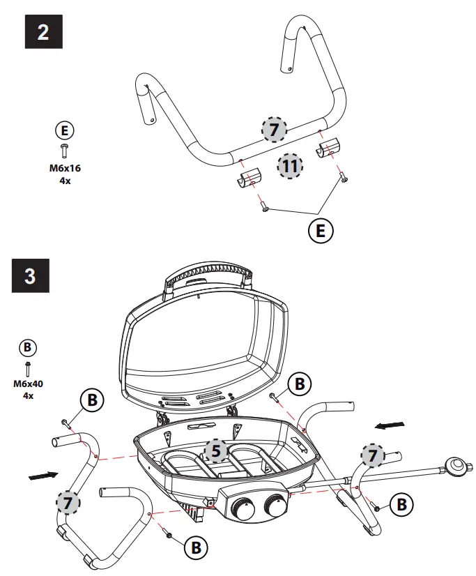 Captiva Designs E02GR012 2 Burner Portable Propane Gas Grill - Assembly 1