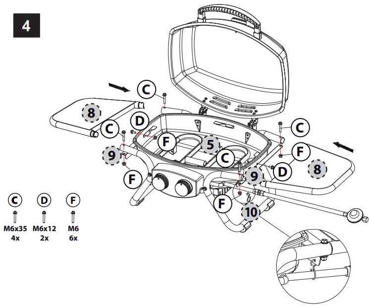 Captiva Designs E02GR012 2 Burner Portable Propane Gas Grill - Assembly 2