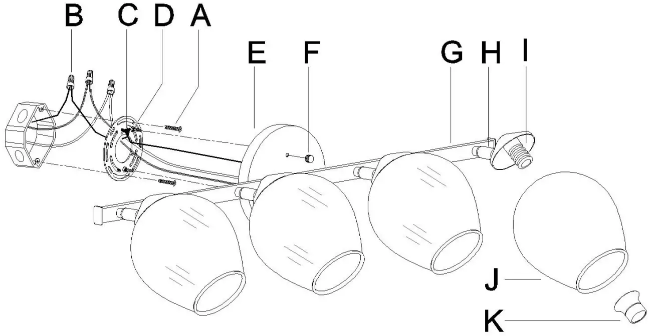 THE HOME DEPOT A04534 Modern 33 in. 4-Light Gold Vanity Light - PARTS INCLUDING