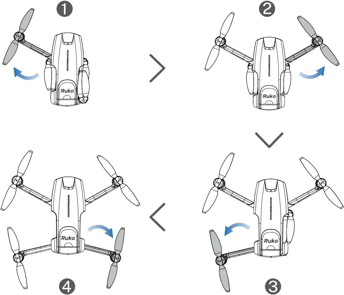 RUKO F11MINI - Unfold the 4 Arms of the Aircraft 1