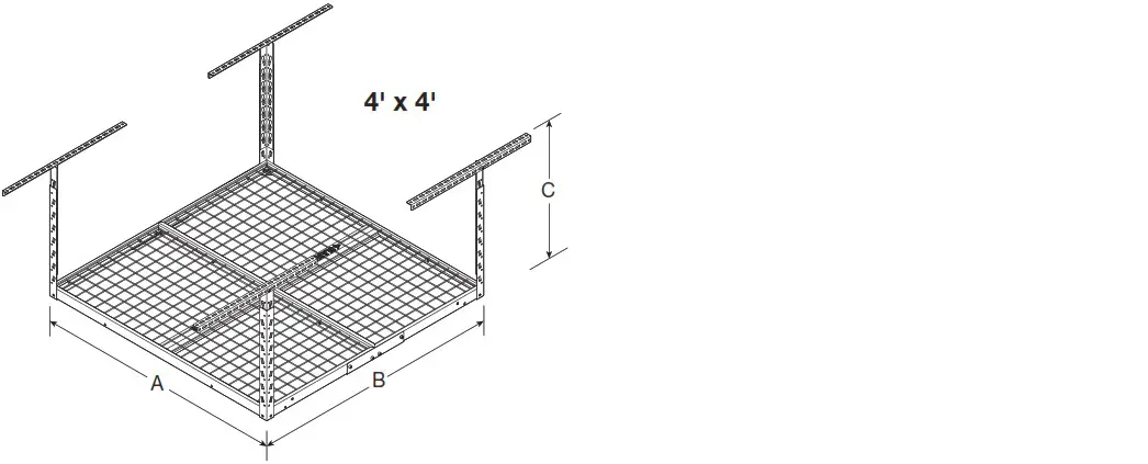 GLADIATOR GALS24M1KG Overhead GearLoft Storage Rack - DIMENSIONS 2