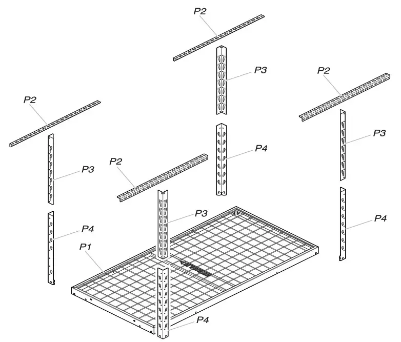 GLADIATOR GALS24M1KG Overhead GearLoft Storage Rack - PARTS - 2 FT 4 FT 1