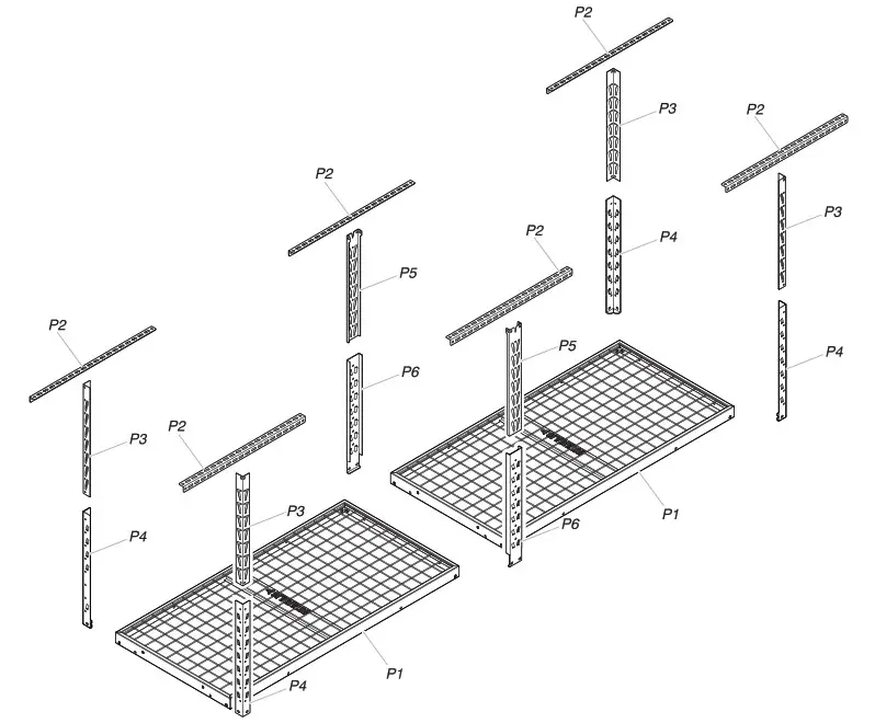 GLADIATOR GALS24M1KG Overhead GearLoft Storage Rack - PARTS - 2 FT 4 FT 3