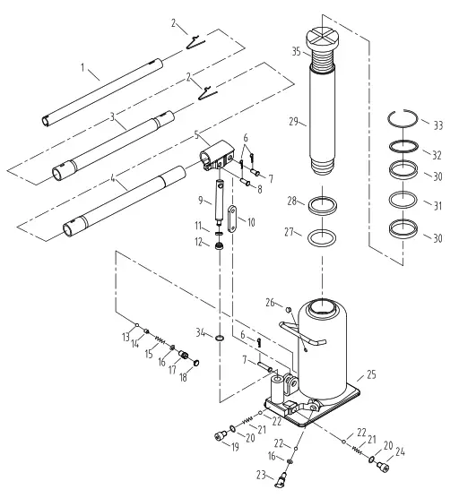 DAYTONA 58815 Heavy Duty Bottle Jack - Diagram