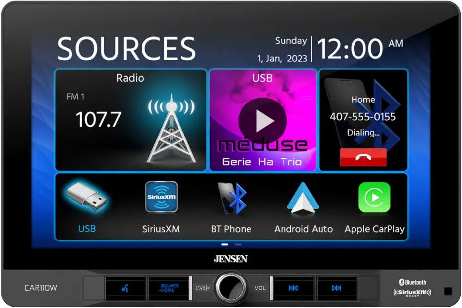 JENSEN CAR110W Media Receiver with Wireless and Wired CarPlay