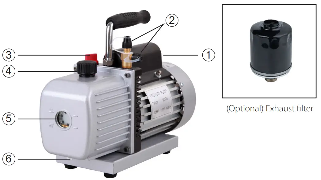 ROCKER Tanker 230 Rotary Vane Vacuum Pump - Main Part Diagram