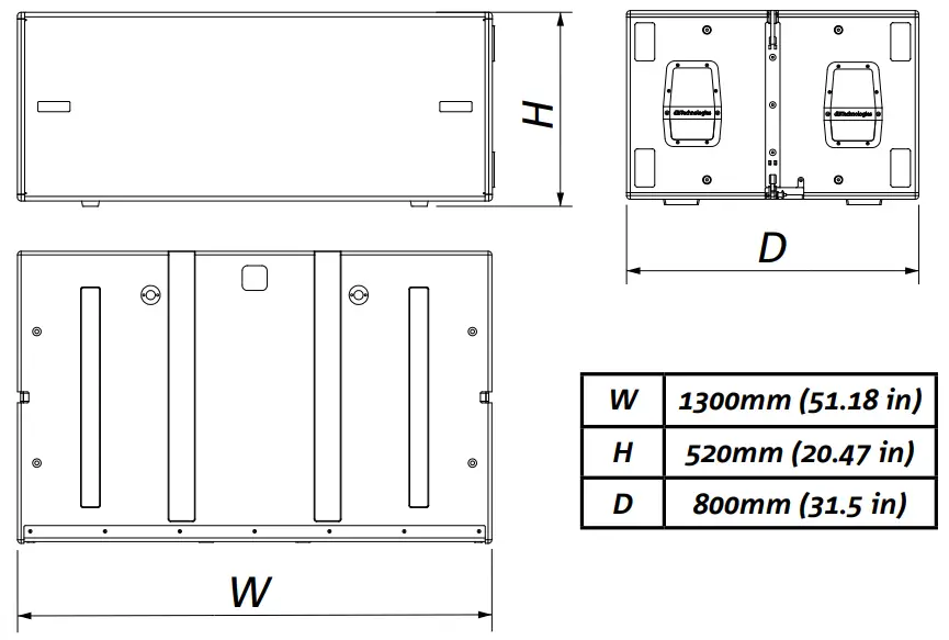 db Technologies VIO S218F Active Bass-Reflex Subwoofer - DIMENSIONS
