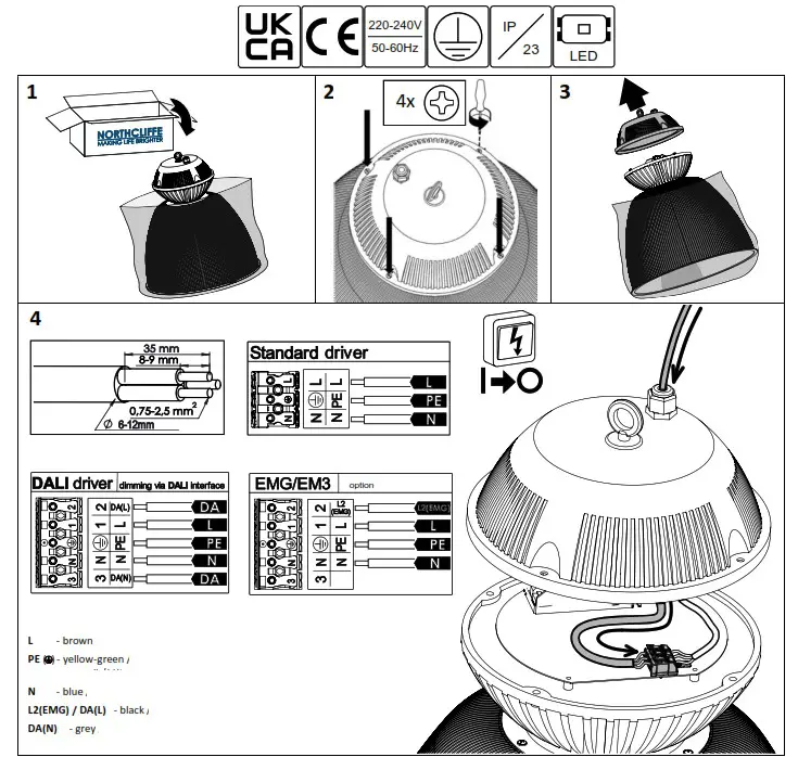 NORTHCLIFFE G926 LED Prismatic Reflector Dark - fig