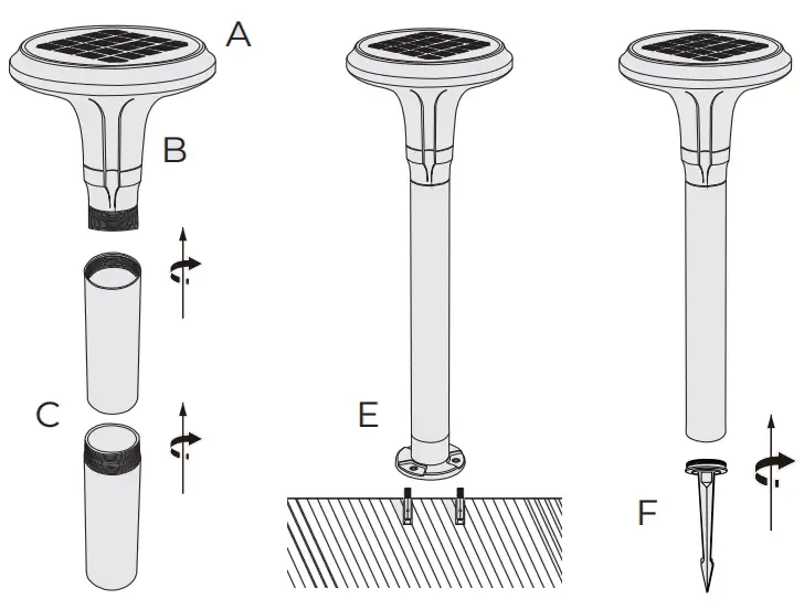 GAMA SONIC 314B50000 Vantage Bollard Solar Pathway Light - Assembly