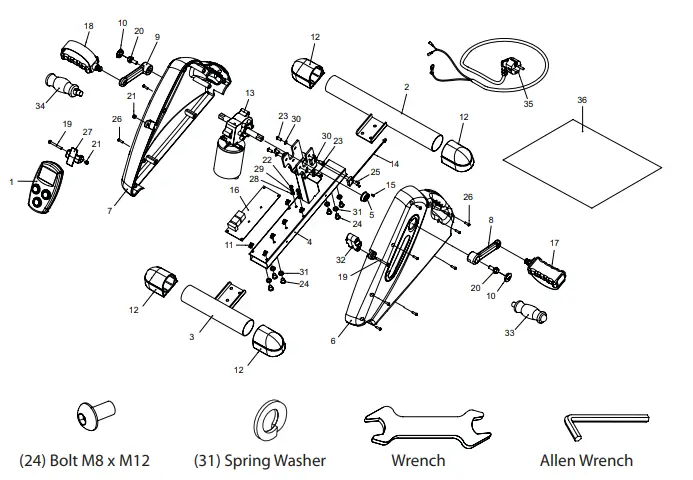 MoVeS AC-3211 Oxycycle 2 Active Passive Exerciser - Parts List