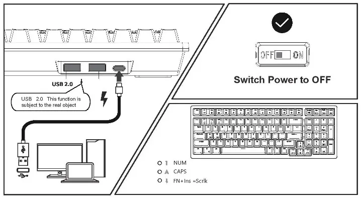 RK ROYAL KLUDGE RK98 Mechanical Gaming Keyboard - CHARGING