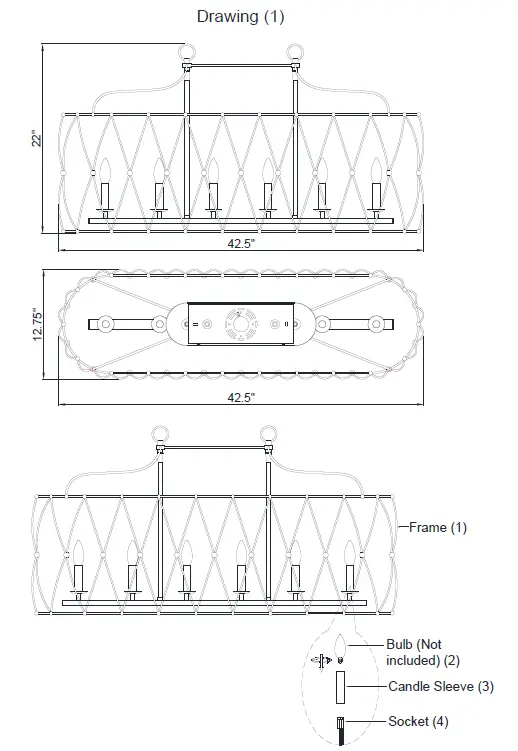 CRYSTORAMA ZUC-A9037-EB-GA Six Light Chandelier fig-1