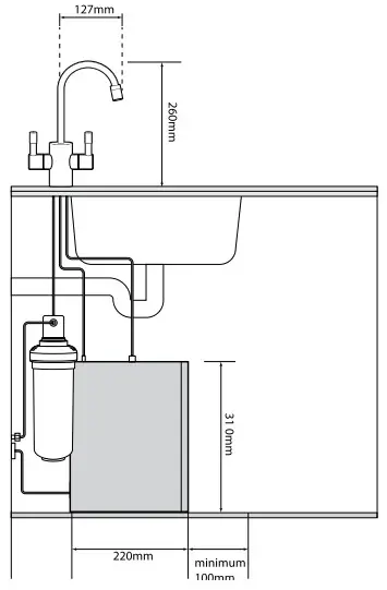 Puretec SPARQ H2 Instant Hot and Ambient Filtered Water Appliance - Dimensions 1