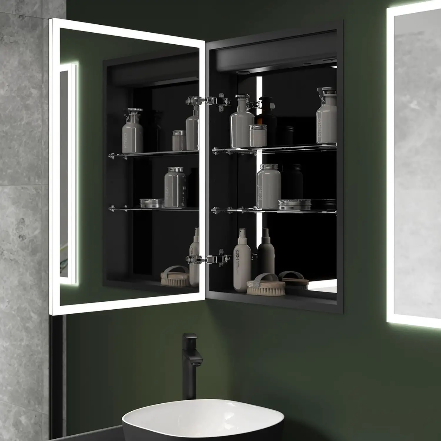 sensio SE30298T0 Eclipse Recessed Mirrored Bathroom Cabinet with Lights and Shaver Socket 700x500mm