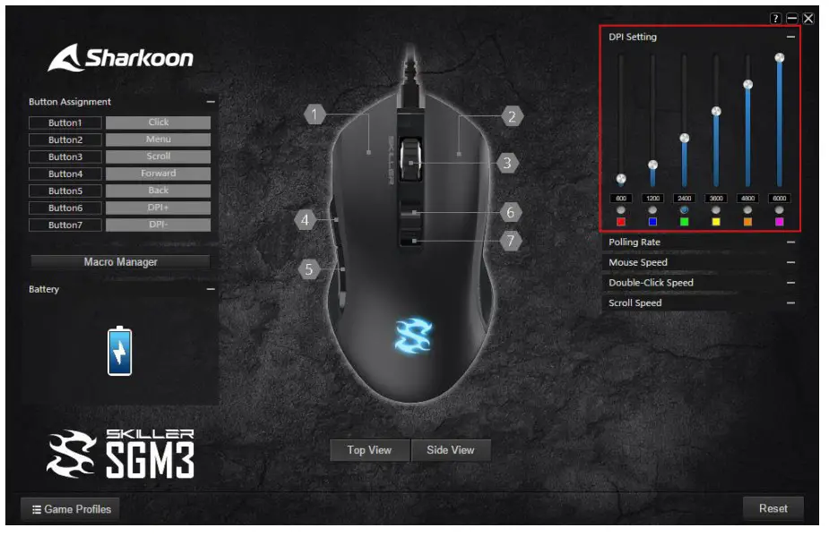 Sharkoon SKILLER SGM3 Wireless Gaming Mouse - DPI Setting2