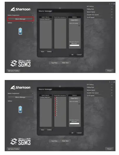 Sharkoon SKILLER SGM3 Wireless Gaming Mouse - Macro ManagerSharkoon SKILLER SGM3 Wireless Gaming Mouse - Macro Manager