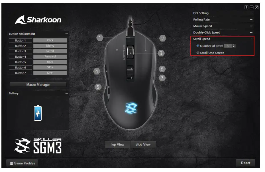 Sharkoon SKILLER SGM3 Wireless Gaming Mouse - Scroll Speed