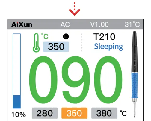 Aixun T410 Dual Channel Smart Soldering Station - Standby mode 2